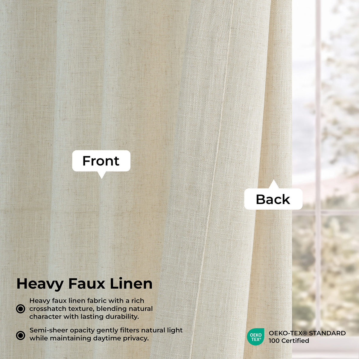 Barley Heavy Faux Linen Semi-Sheer Curtain
