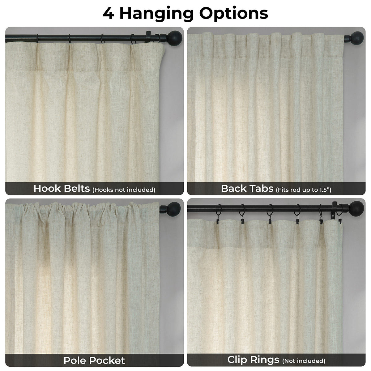Barley Heavy Faux Linen Semi-Sheer Curtain
