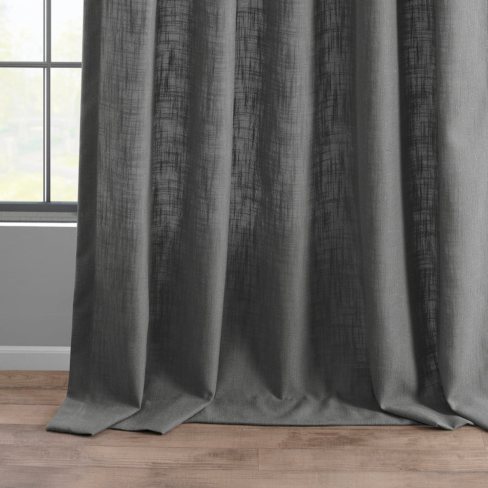 Pewter Grey Heavy Faux Linen Custom Curtain