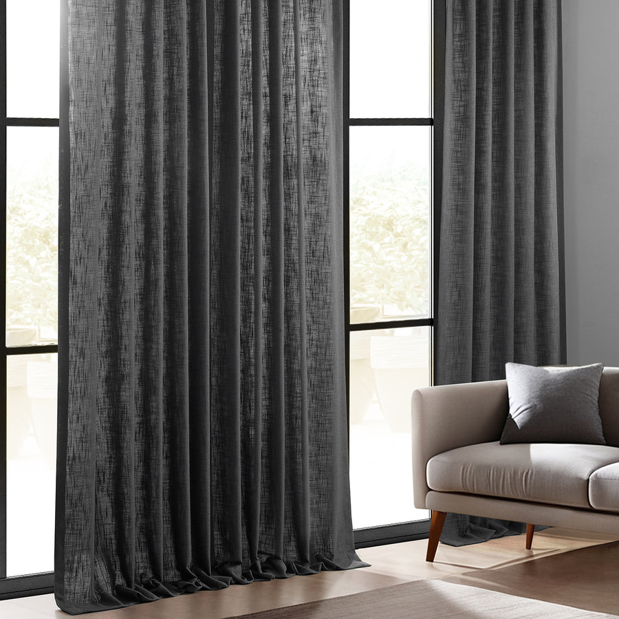 Slate Grey Heavy Faux Linen Custom Curtain