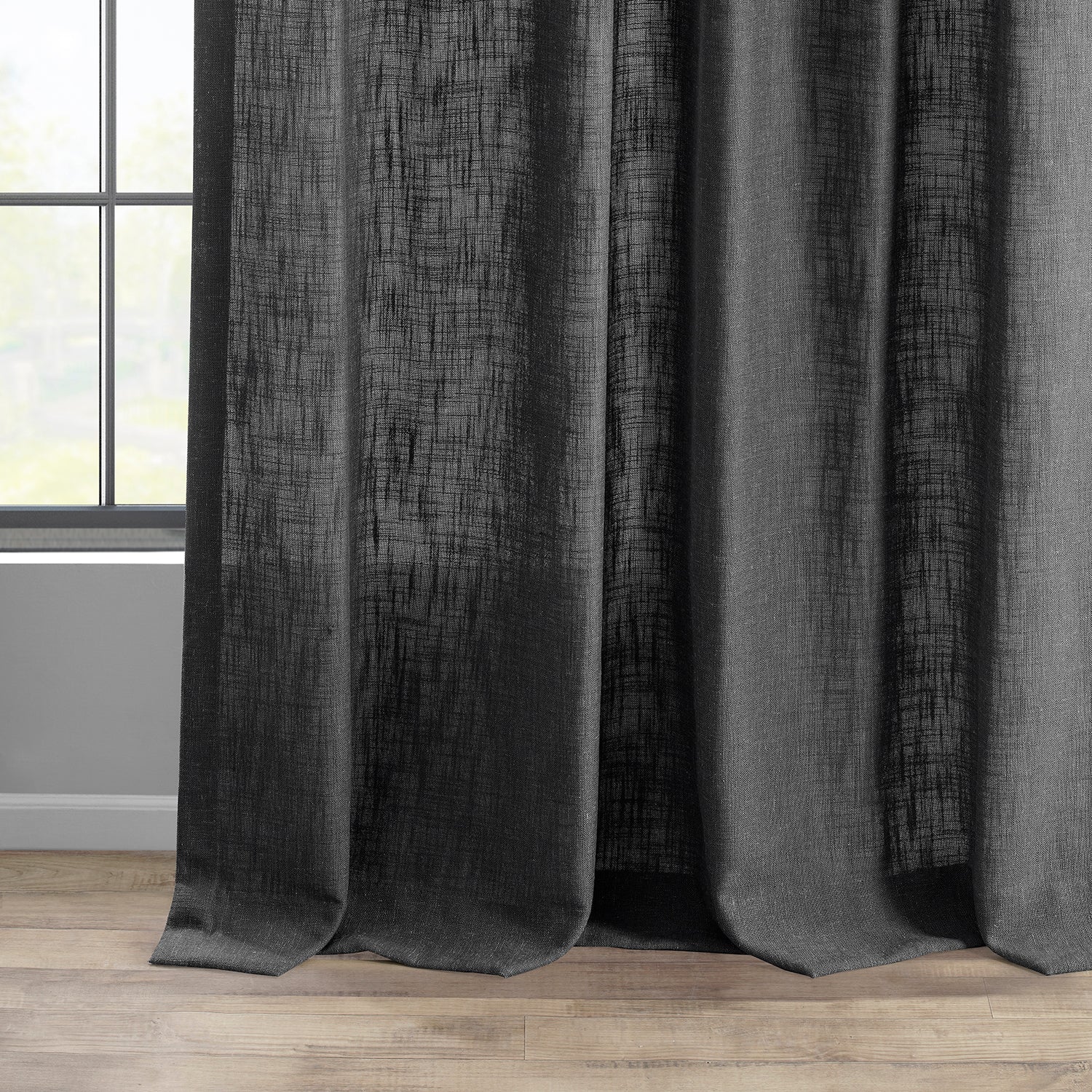 Slate Grey Heavy Faux Linen Custom Curtain