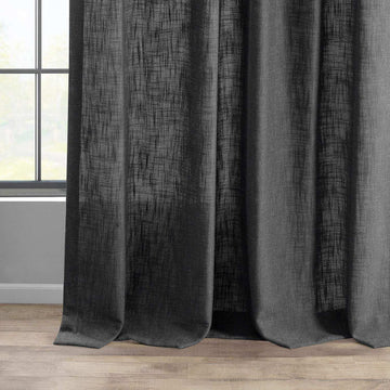 Slate Grey Heavy Faux Linen Custom Curtain