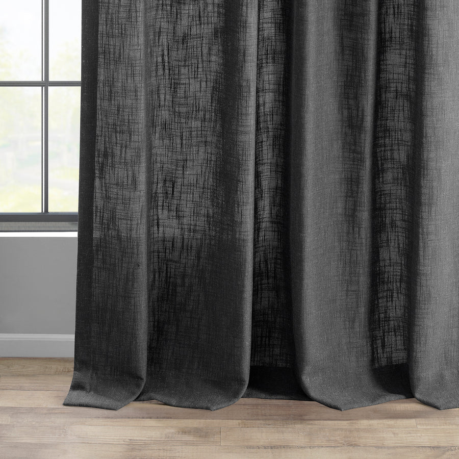 Slate Grey Heavy Faux Linen Custom Curtain