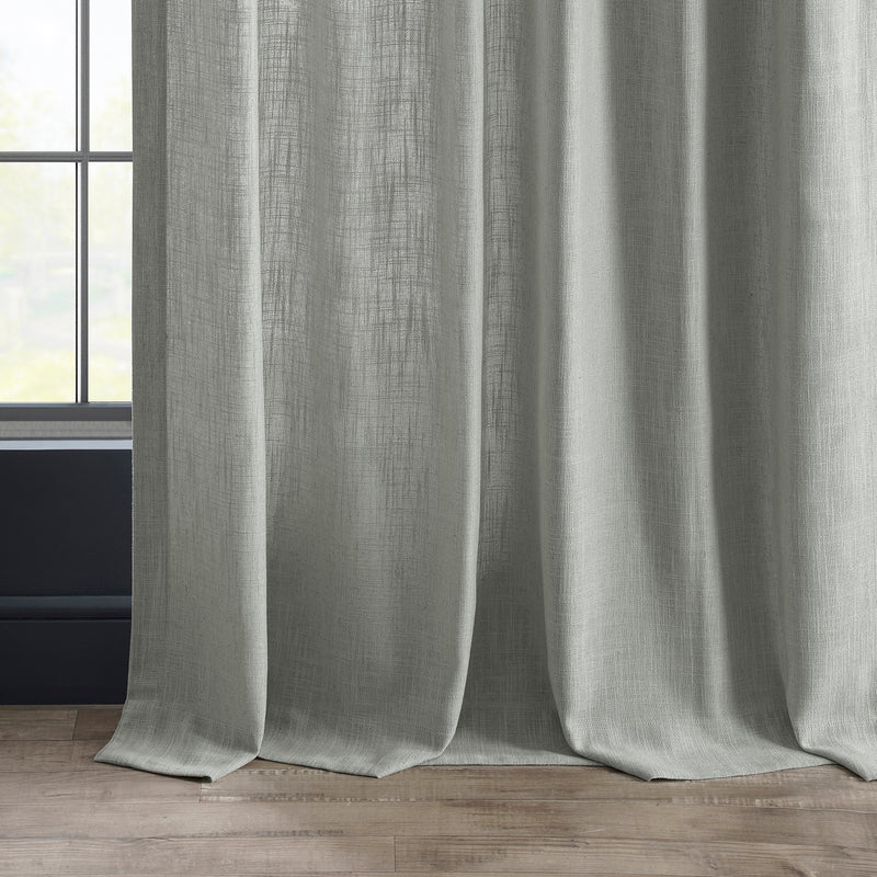 Ash Grey Heavy Faux Linen Custom Curtain