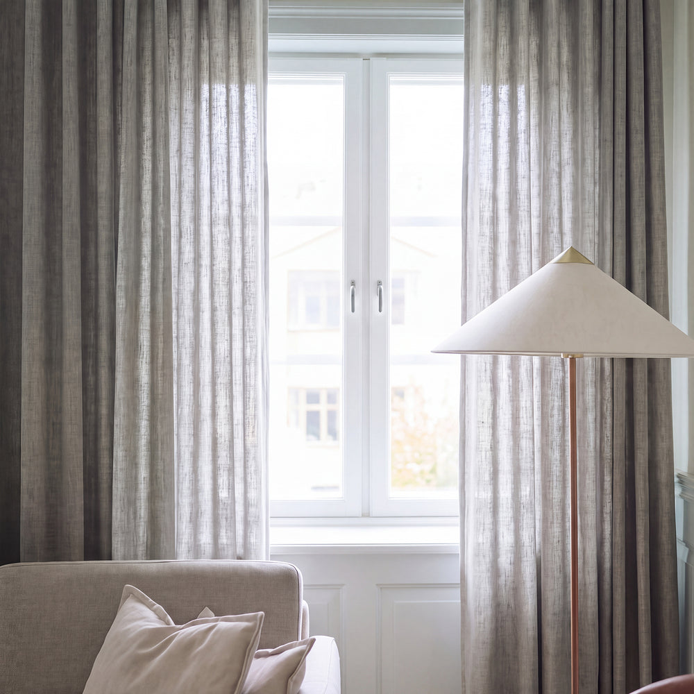 Ash Grey Heavy Faux Linen Custom Curtain