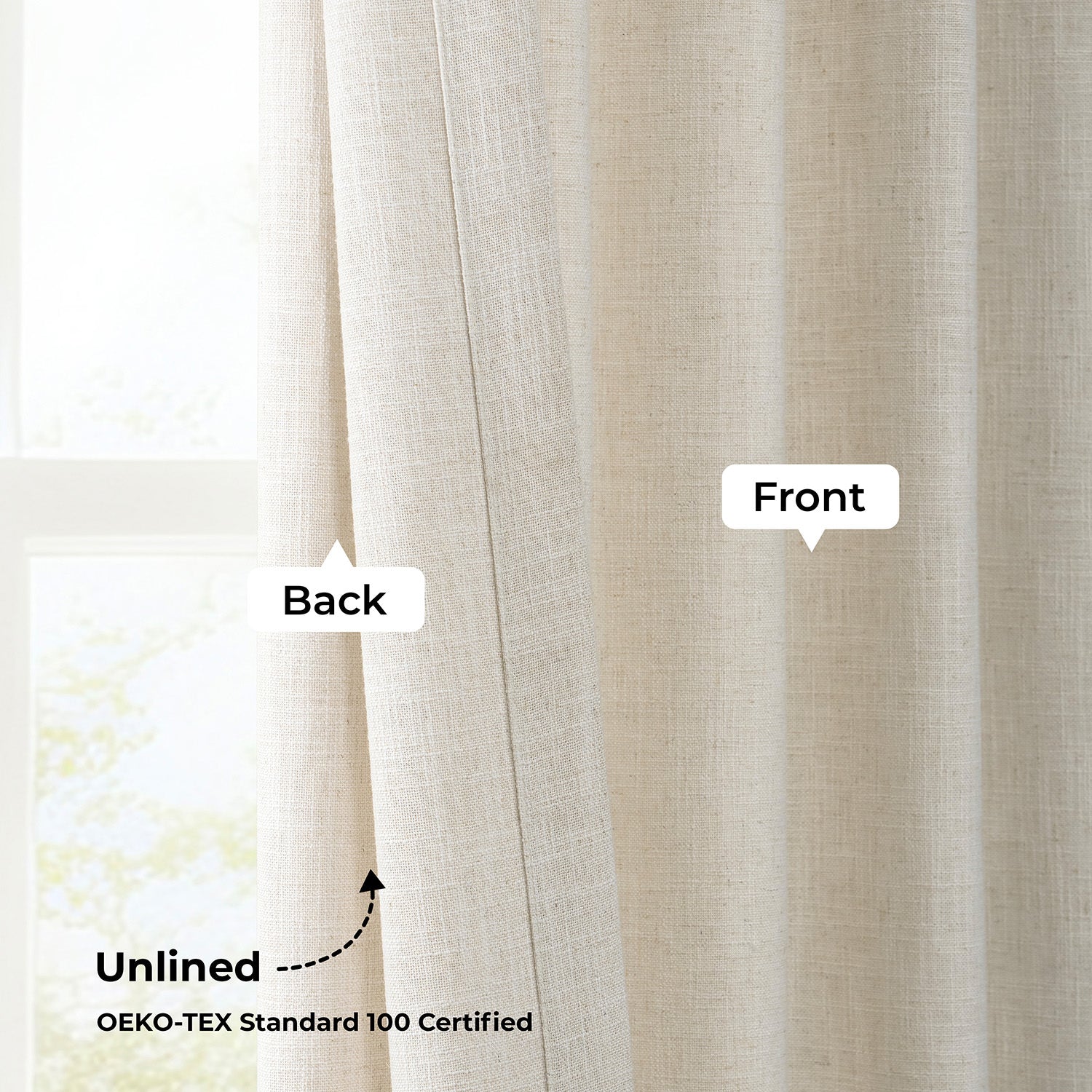 Malted Cream Heavy Faux Linen Semi-Sheer Curtain