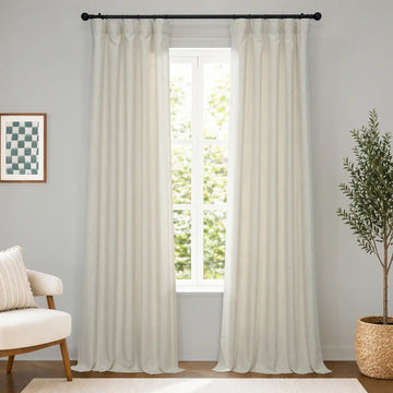Malted Cream Heavy Faux Linen Semi-Sheer Curtain