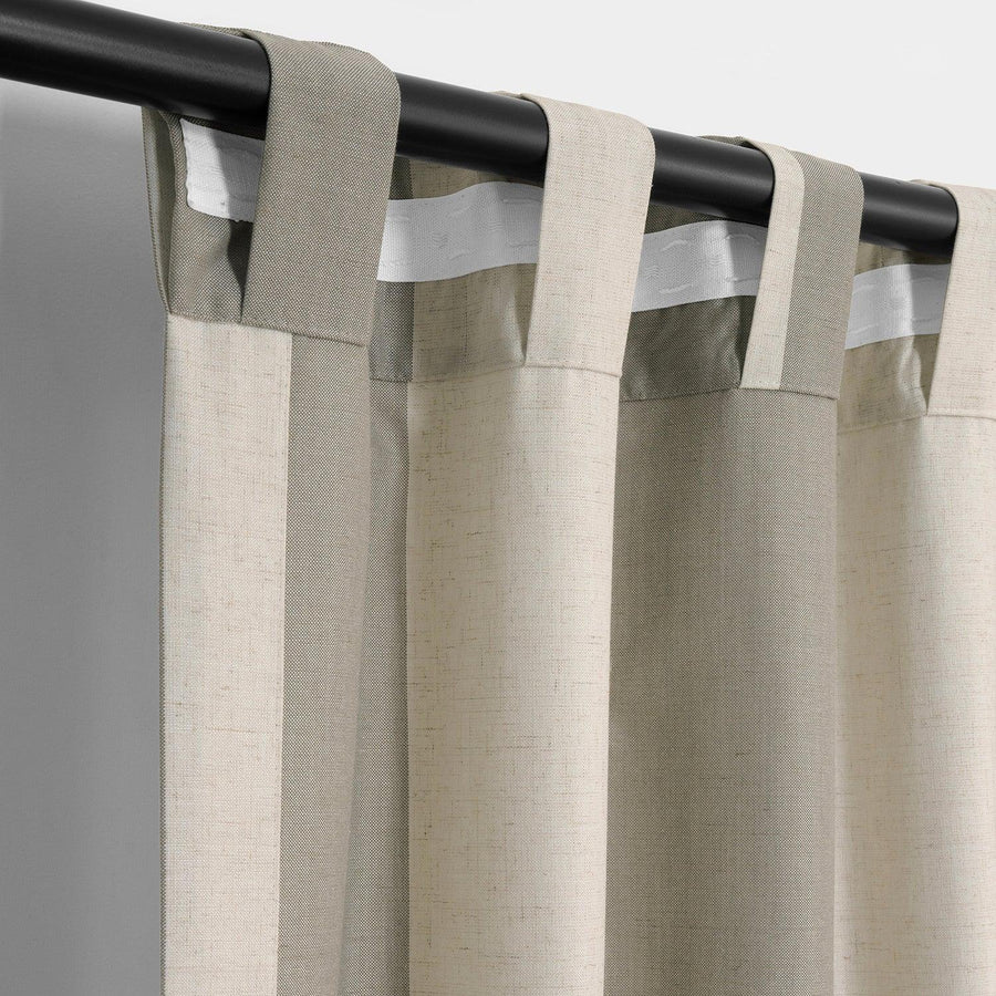 Del Mar Stone Striped Striped Linen Blend Sheer Curtain