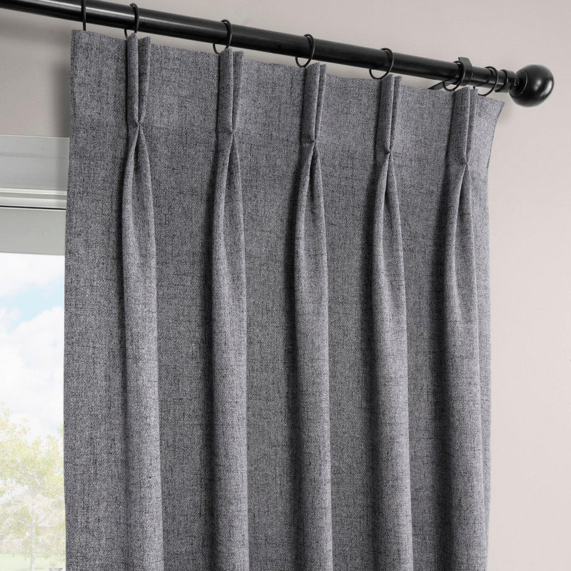 Modern Grey French Pleat Heathered Woolen Weave Room Darkening Curtain - HalfPriceDrapes.com