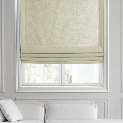 Light Tan Classic Faux Linen Roman Shade