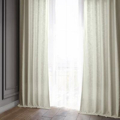Light Tan Classic Faux Linen Custom Curtain