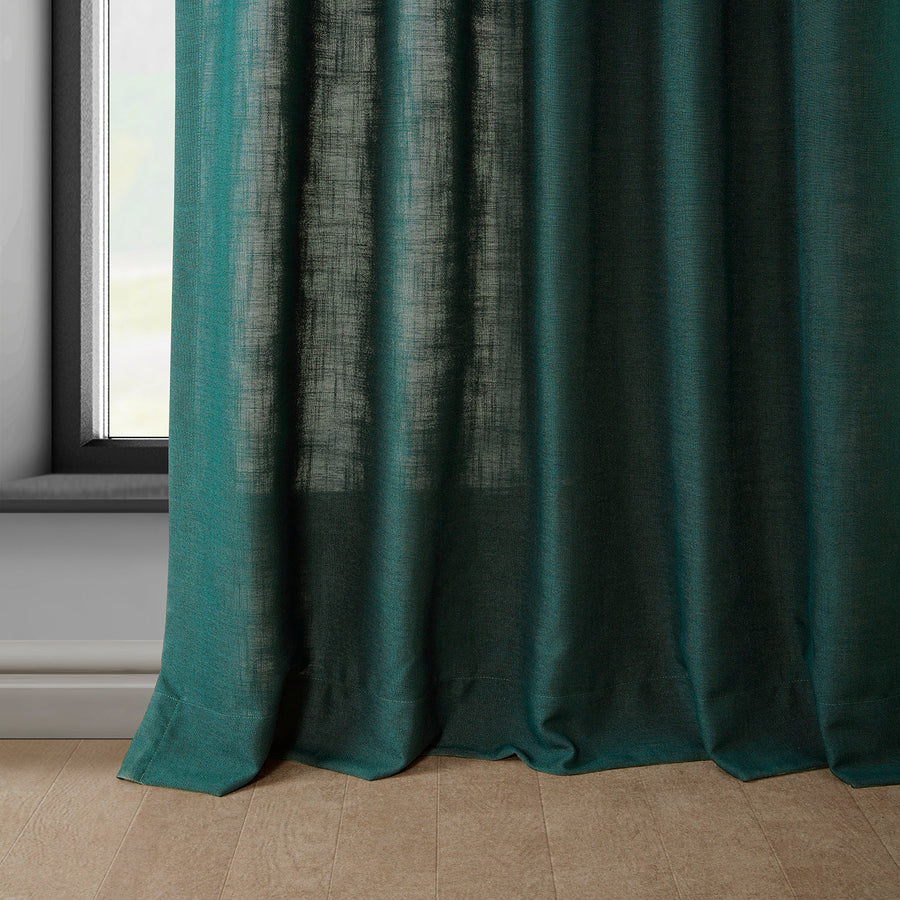 Deep Green Classic Faux Linen Custom Curtain