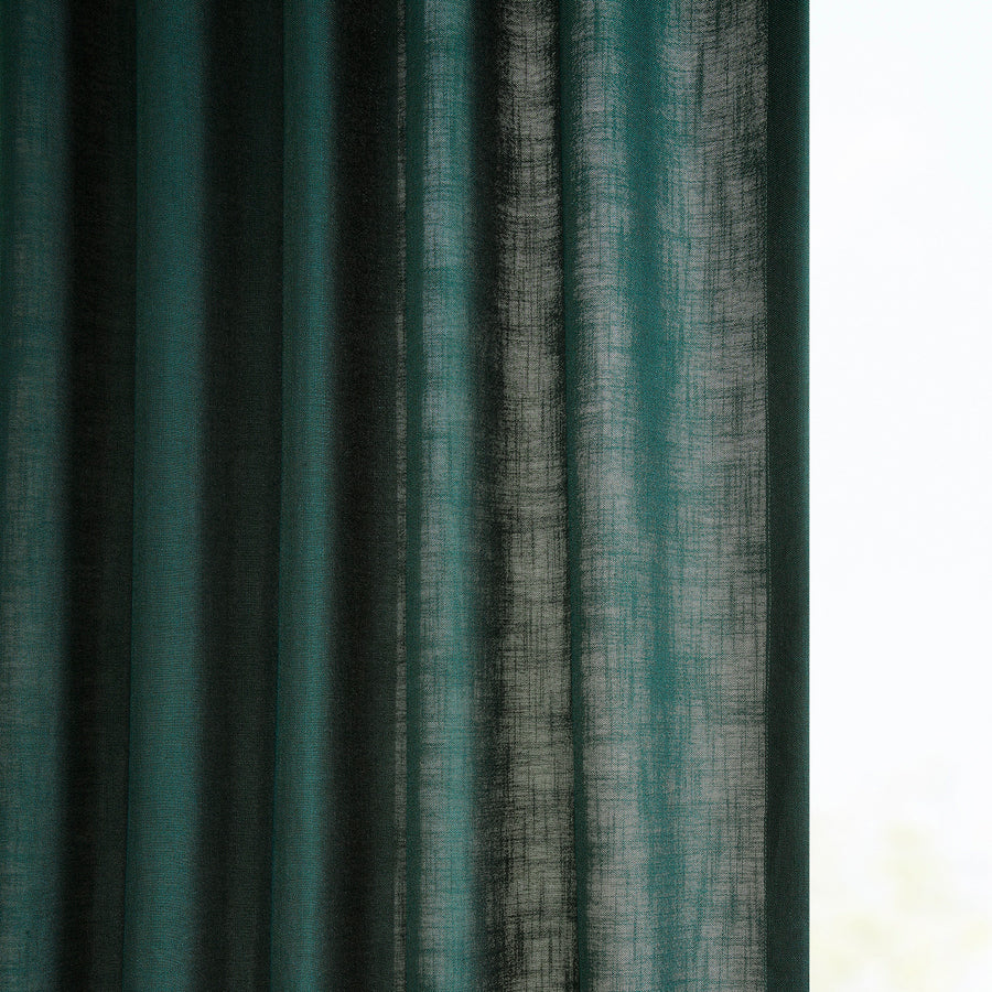 Deep Green Classic Faux Linen Custom Curtain