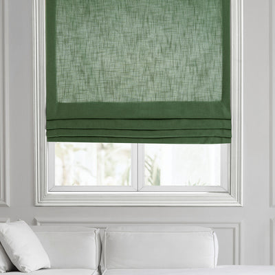 Green Classic Faux Linen Roman Shade