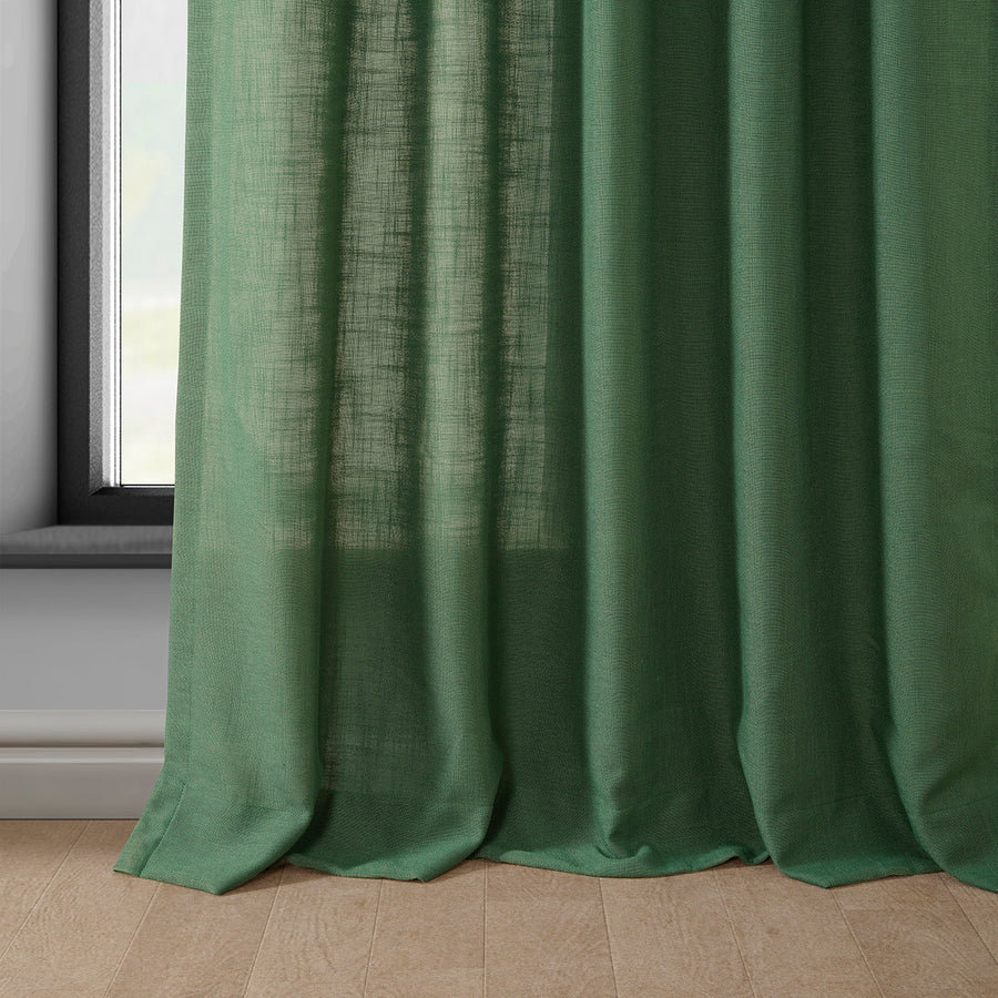 Green Classic Faux Linen Custom Curtain