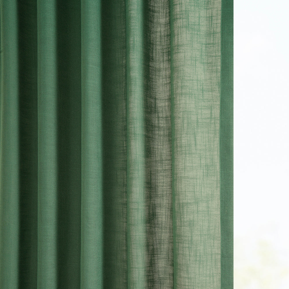 Green Classic Faux Linen Custom Curtain