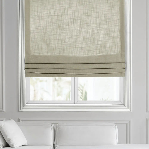 Light Taupe Classic Faux Linen Roman Shade