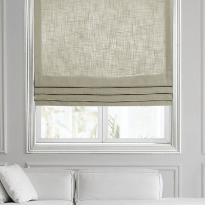 Light Taupe Classic Faux Linen Roman Shade
