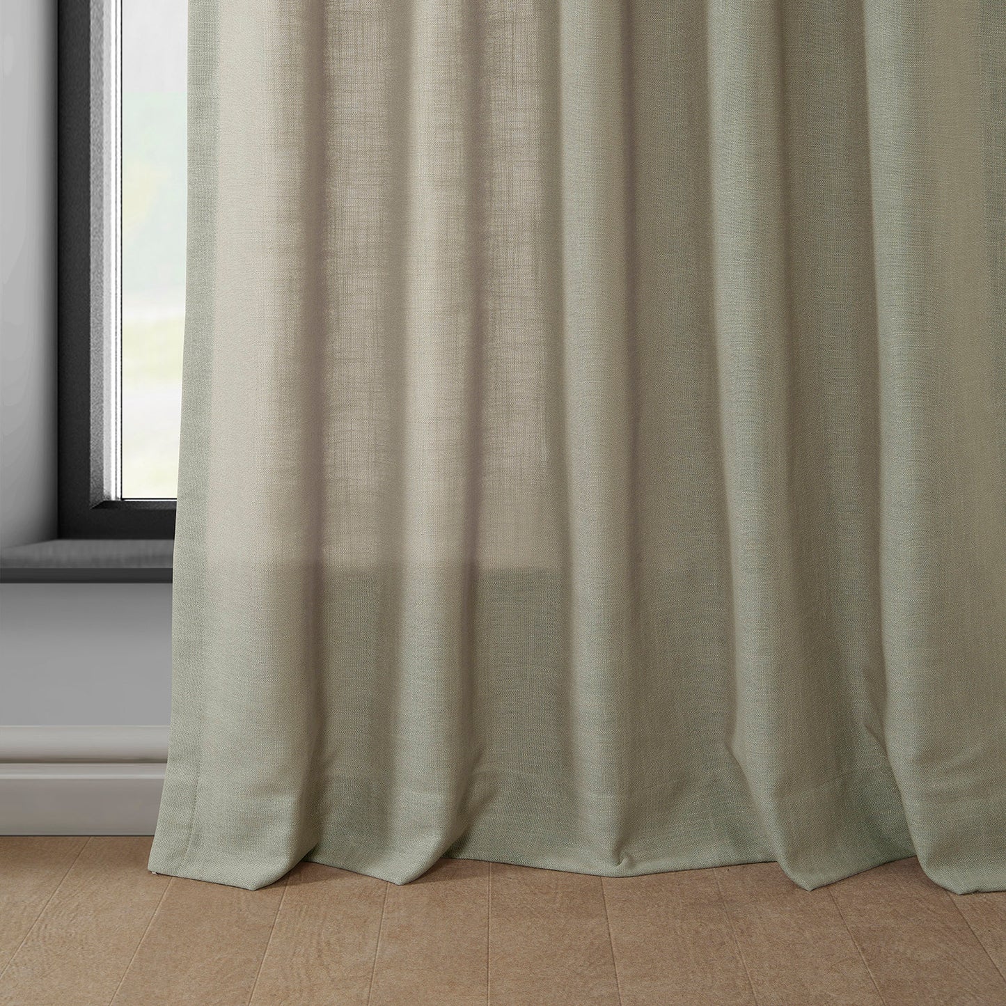 Light Taupe Classic Faux Linen Custom Curtain