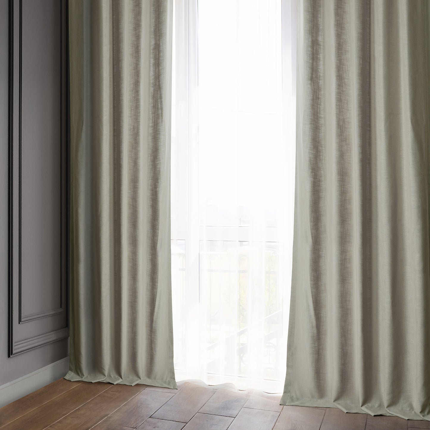 Light Taupe Classic Faux Linen Custom Curtain