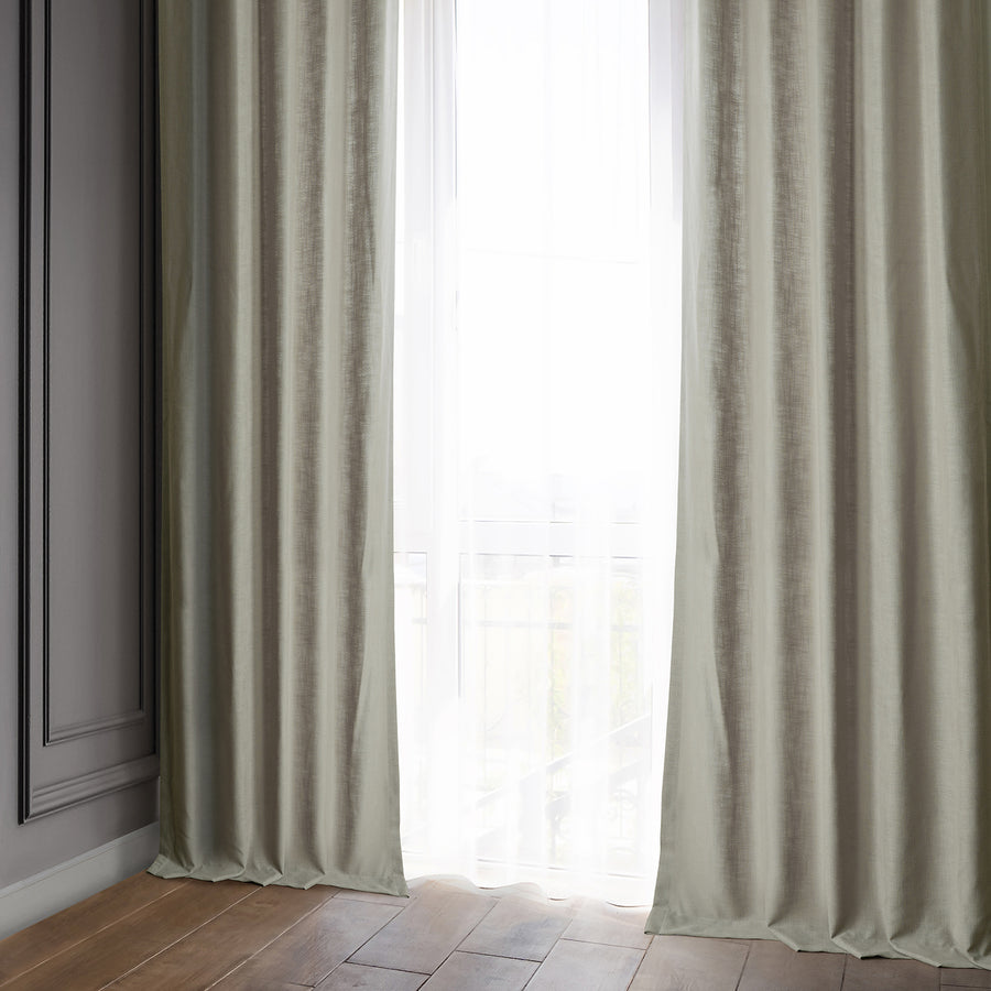 Light Taupe Classic Faux Linen Custom Curtain