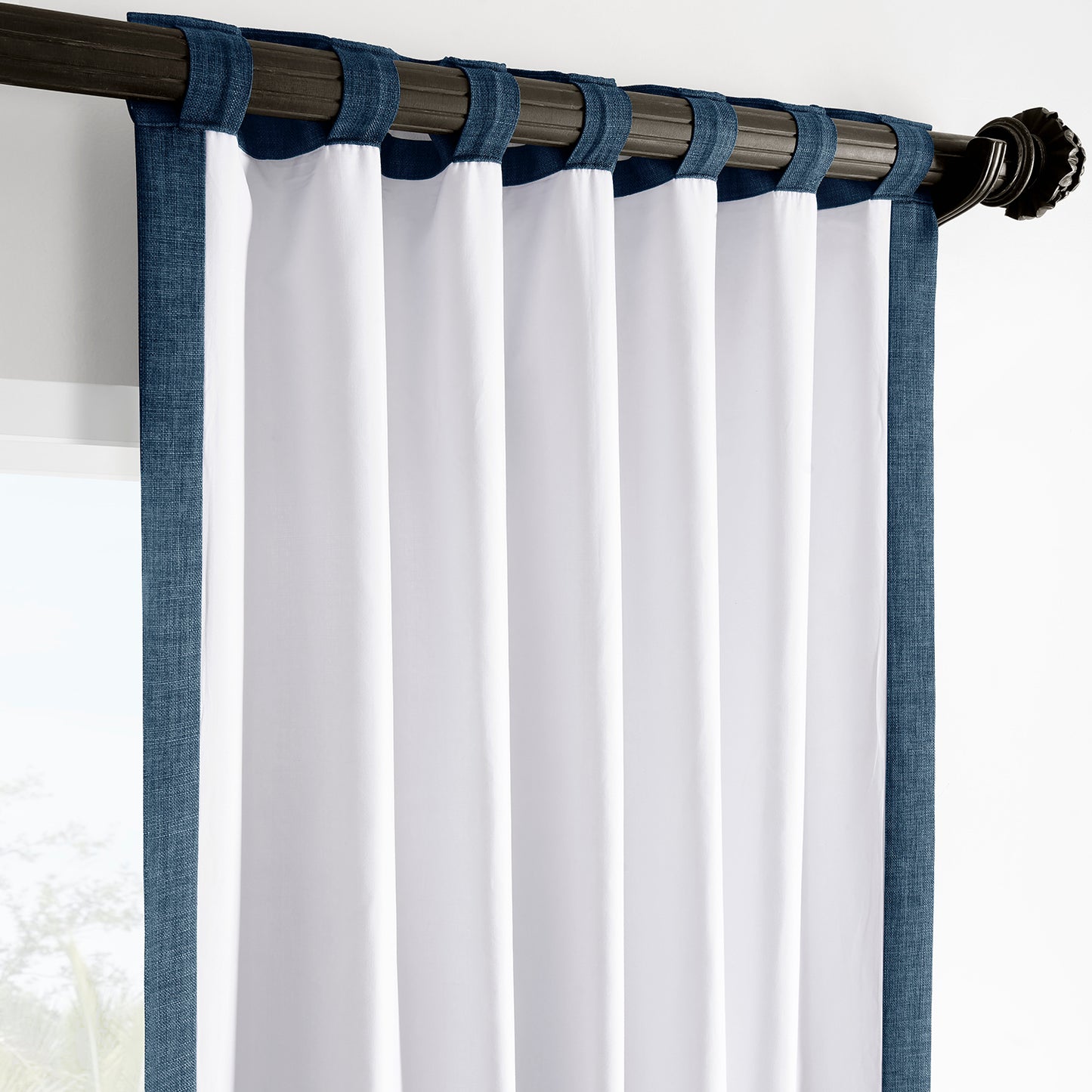 Sergeants Blue Italian Faux Linen Room Darkening Curtain