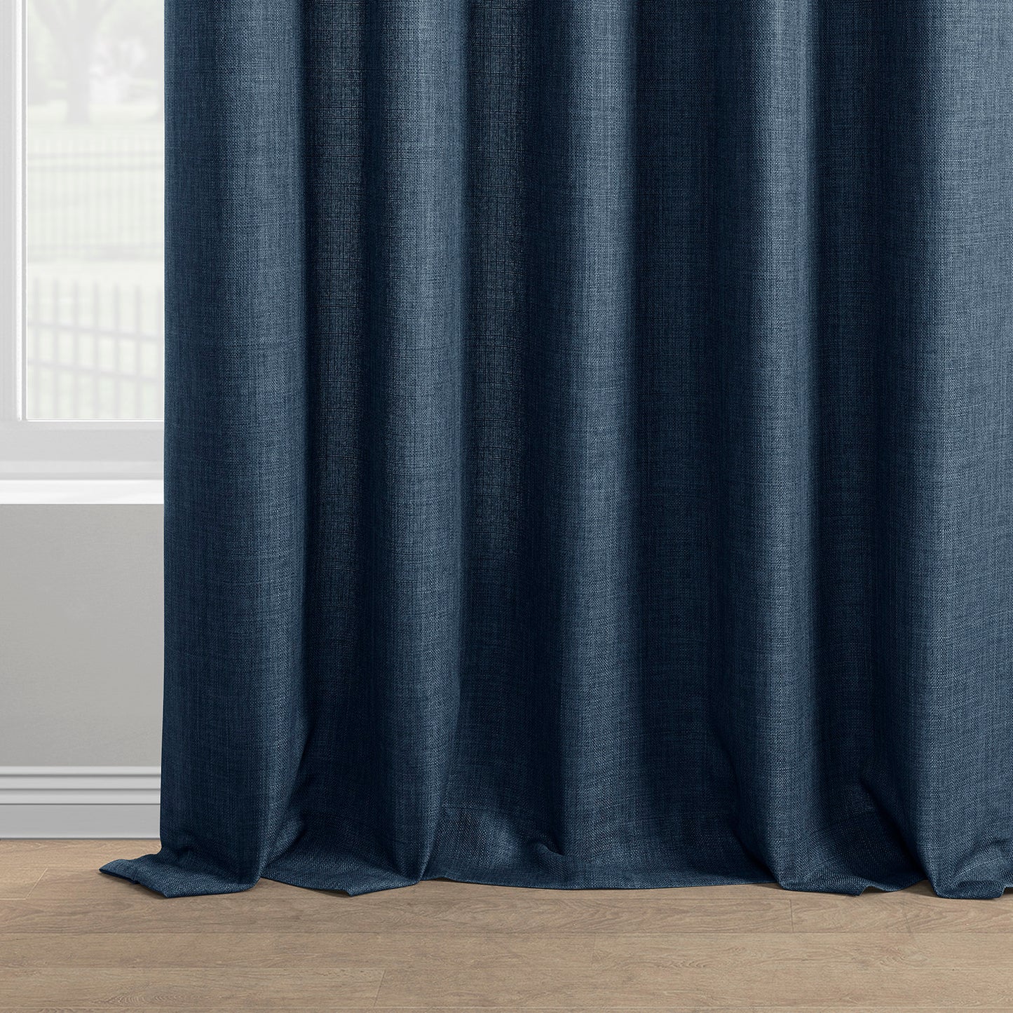 Sergeants Blue Italian Faux Linen Custom Curtain