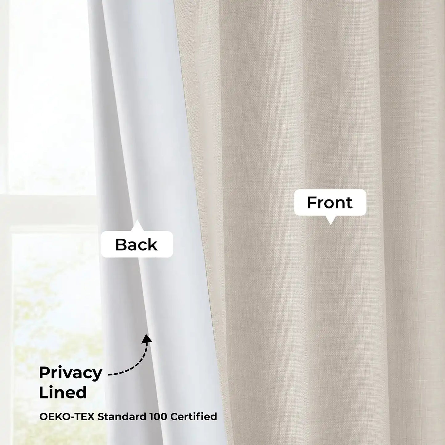 Parchment Cream Grommet Italian Faux Linen Room Darkening Curtain