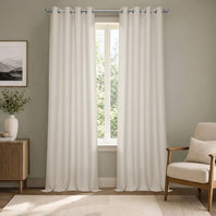 Parchment Cream Grommet Italian Faux Linen Room Darkening Curtain