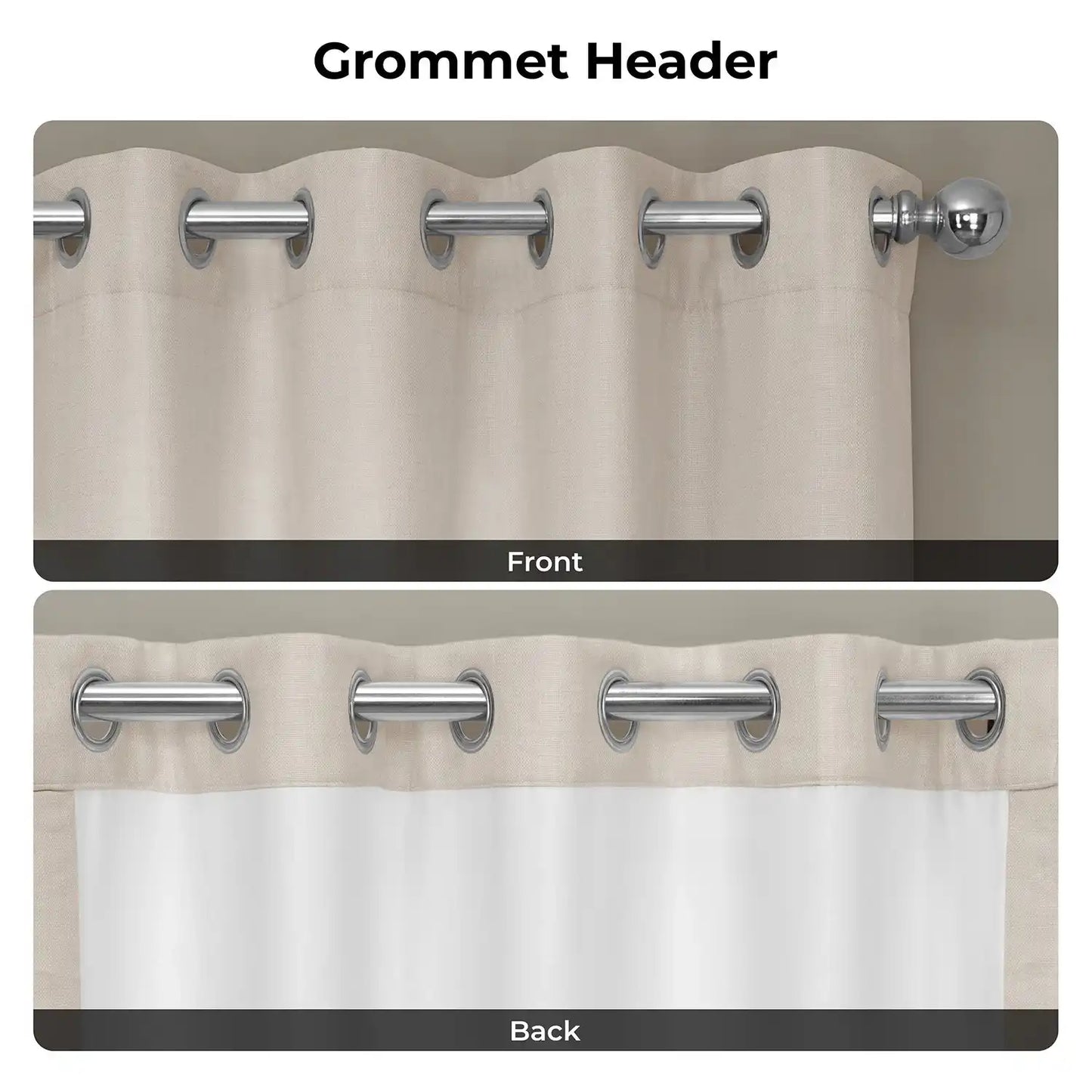 Parchment Cream Grommet Italian Faux Linen Room Darkening Curtain
