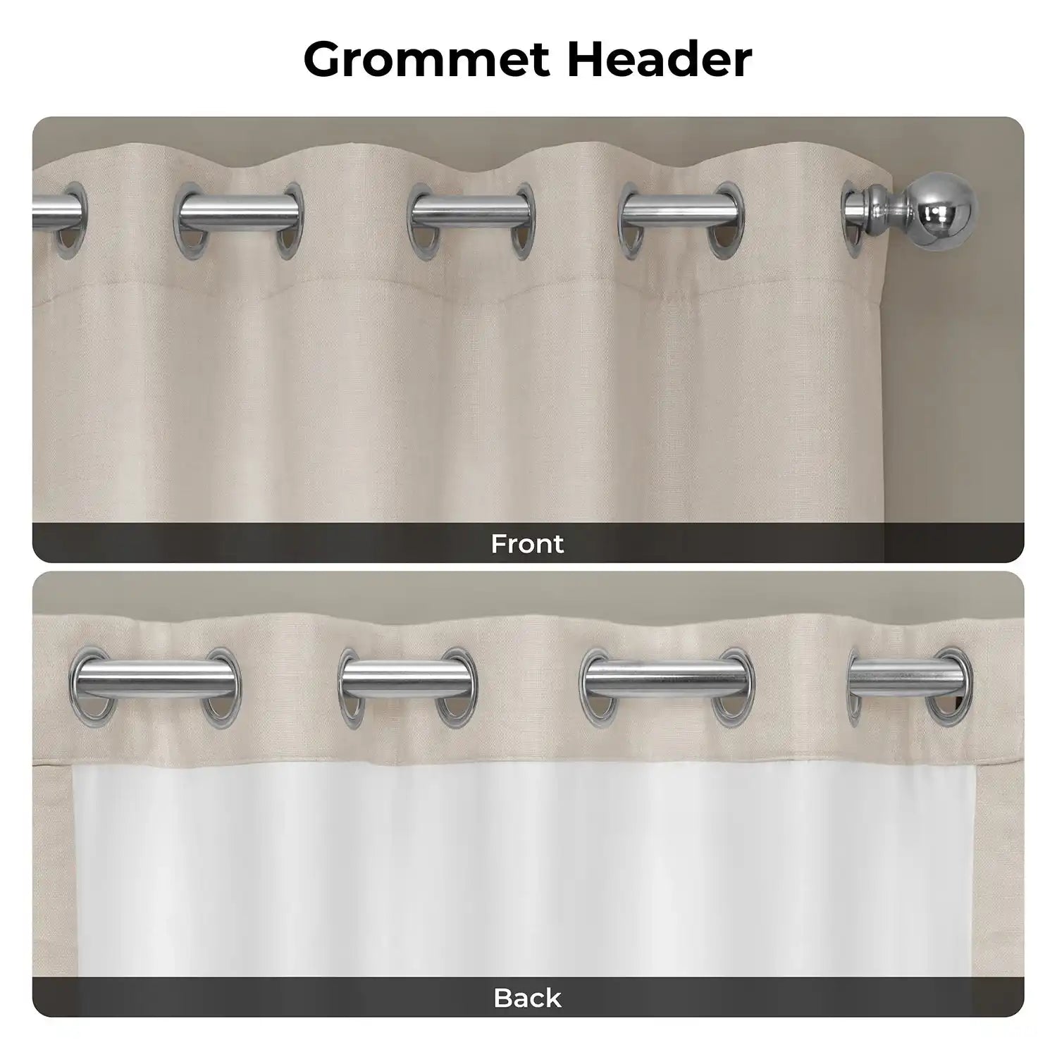 Parchment Cream Grommet Italian Faux Linen Room Darkening Curtain