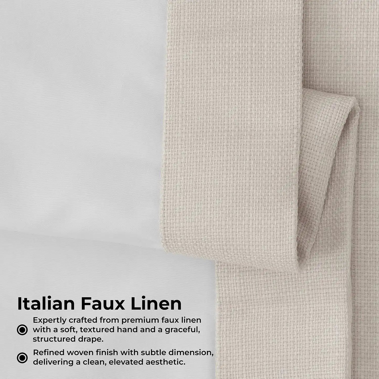 Parchment Cream Grommet Italian Faux Linen Room Darkening Curtain