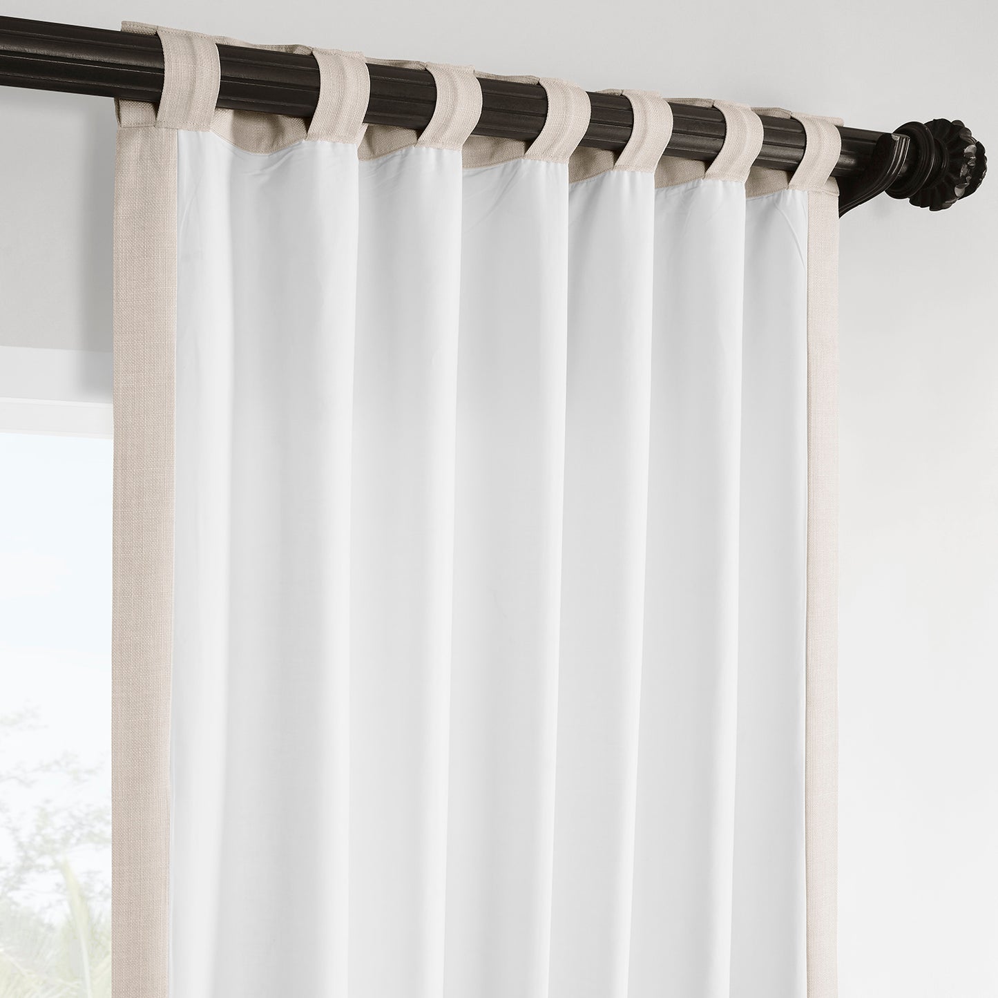 Parchment Cream Italian Faux Linen Room Darkening Curtain