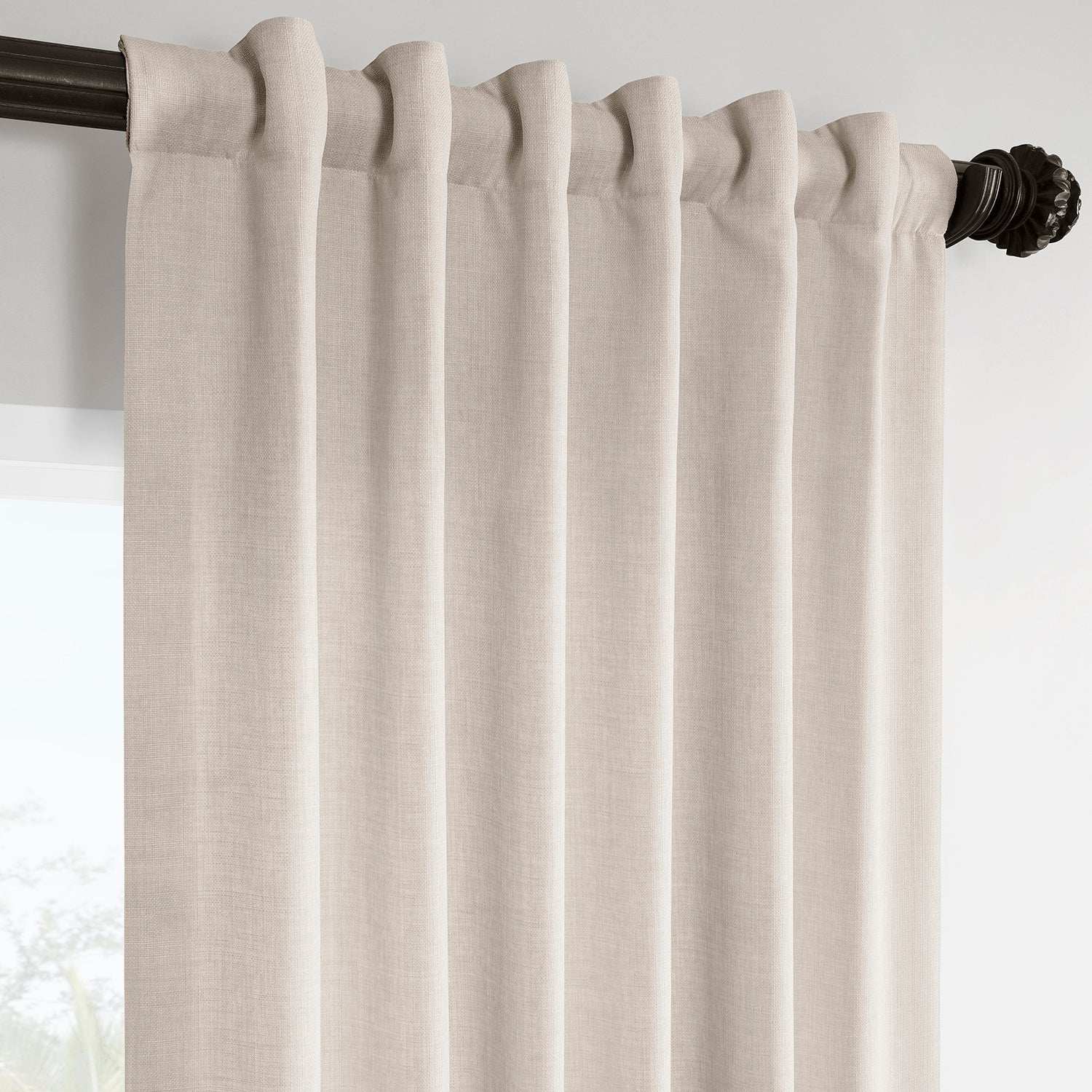Parchment Cream Italian Faux Linen Room Darkening Curtain