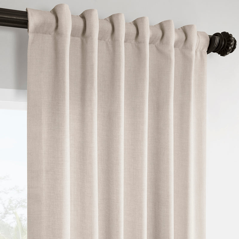 Parchment Cream Italian Faux Linen Room Darkening Curtain