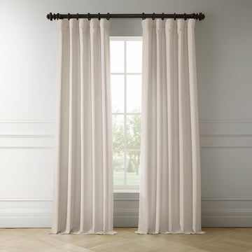 Parchment Cream Italian Faux Linen Room Darkening Curtain