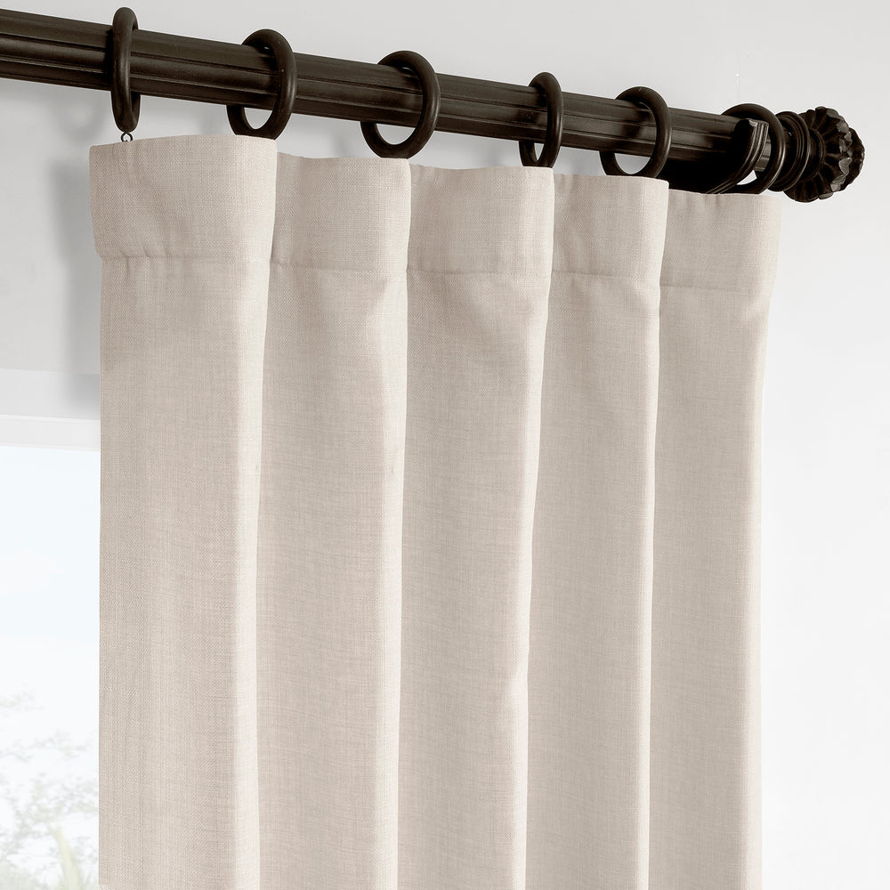 Parchment Cream Italian Faux Linen Room Darkening Curtain