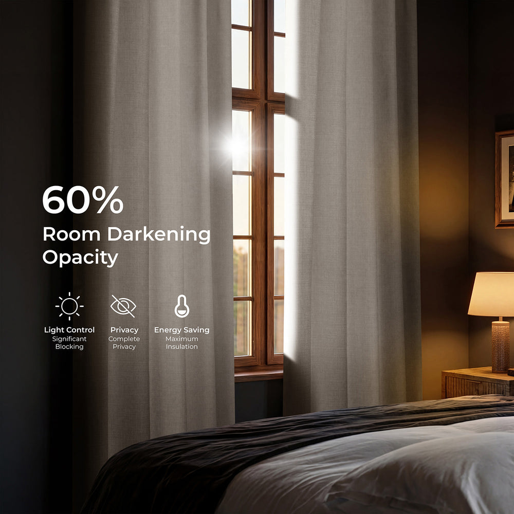 Parchment Cream Italian Faux Linen Room Darkening Curtain