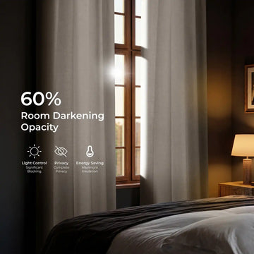 Parchment Cream Italian Faux Linen Room Darkening Curtain