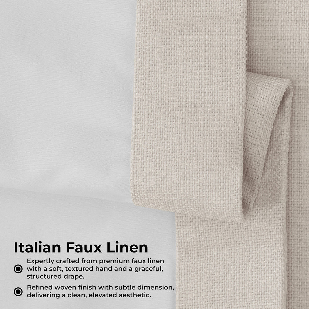 Parchment Cream Italian Faux Linen Room Darkening Curtain