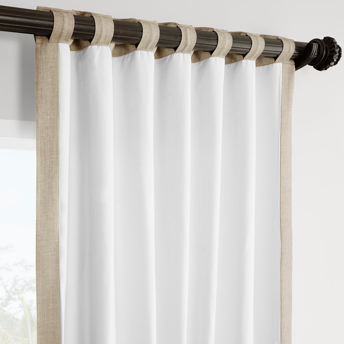 Sepia Tan Italian Faux Linen Room Darkening Curtain