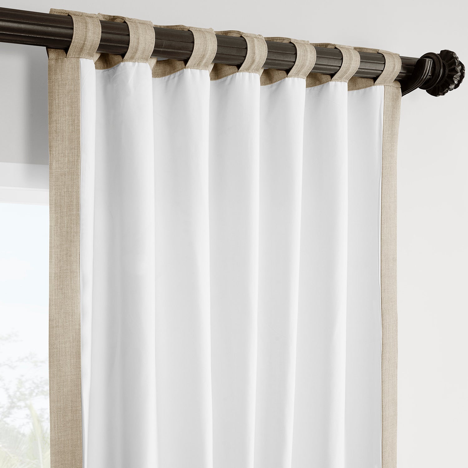 Sepia Tan Italian Faux Linen Room Darkening Curtain