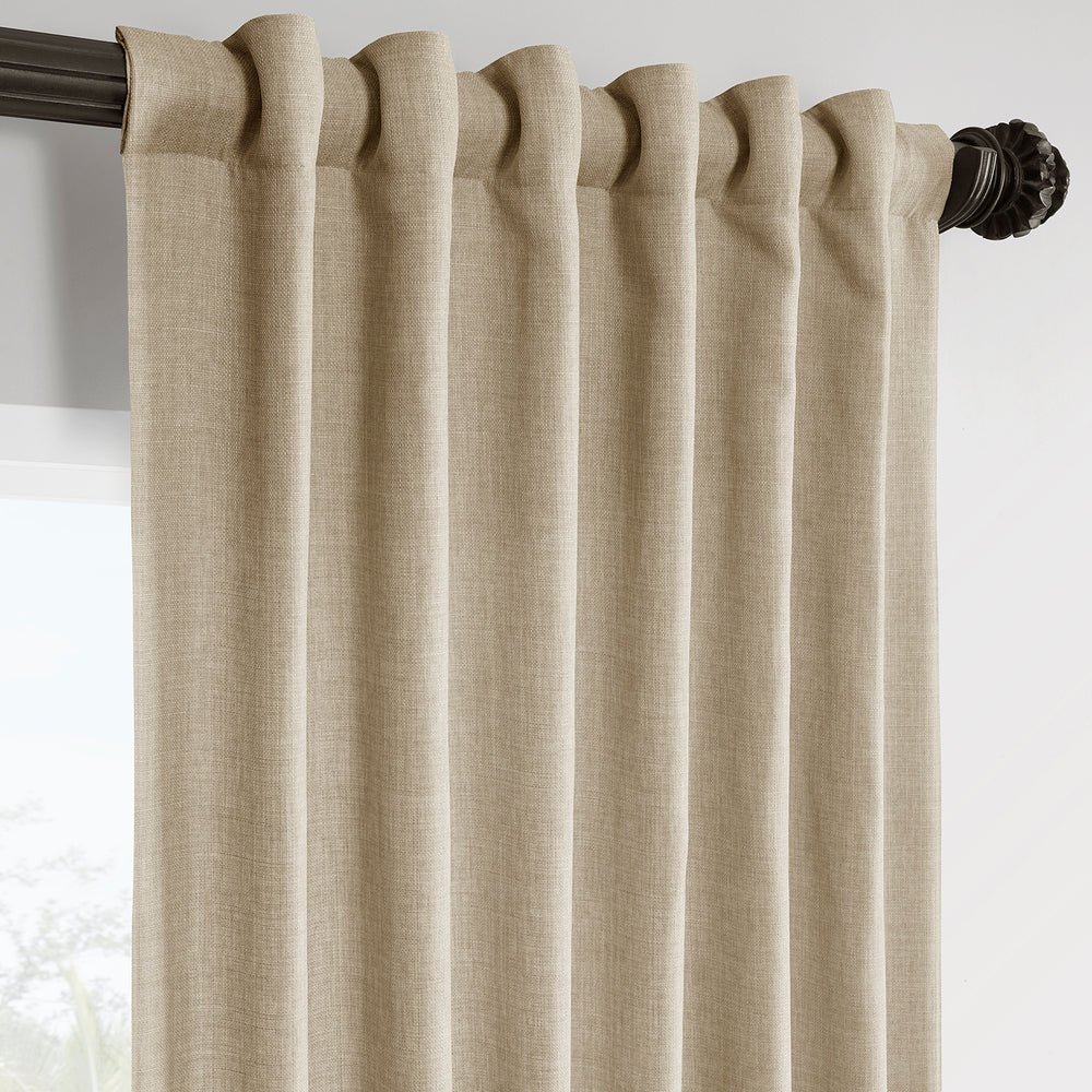 Sepia Tan Italian Faux Linen Room Darkening Curtain