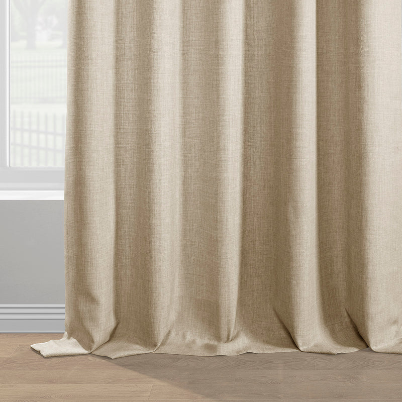 Sepia Tan Italian Faux Linen Custom Curtain
