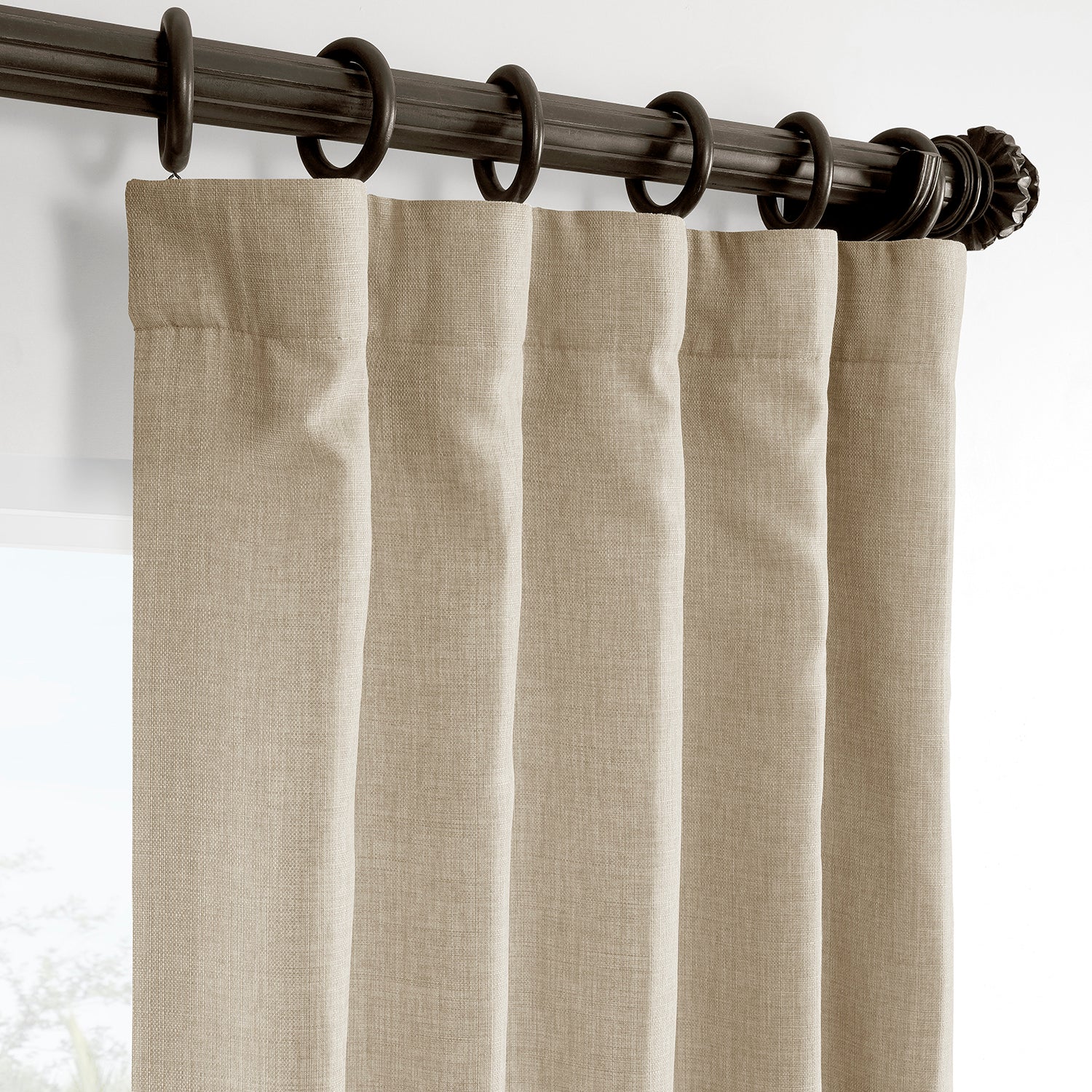 Sepia Tan Italian Faux Linen Room Darkening Curtain
