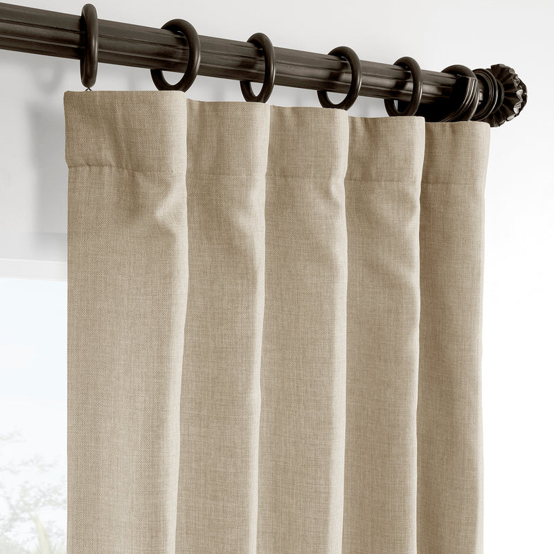 Sepia Tan Italian Faux Linen Room Darkening Curtain