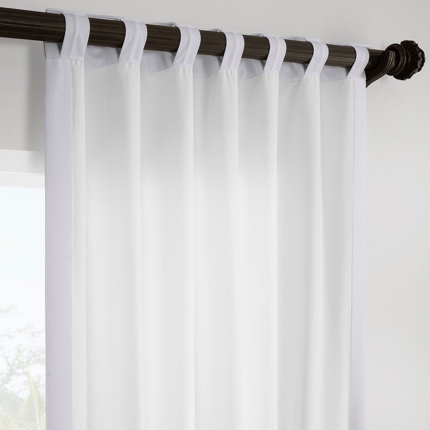 Dove White Italian Faux Linen Room Darkening Curtain