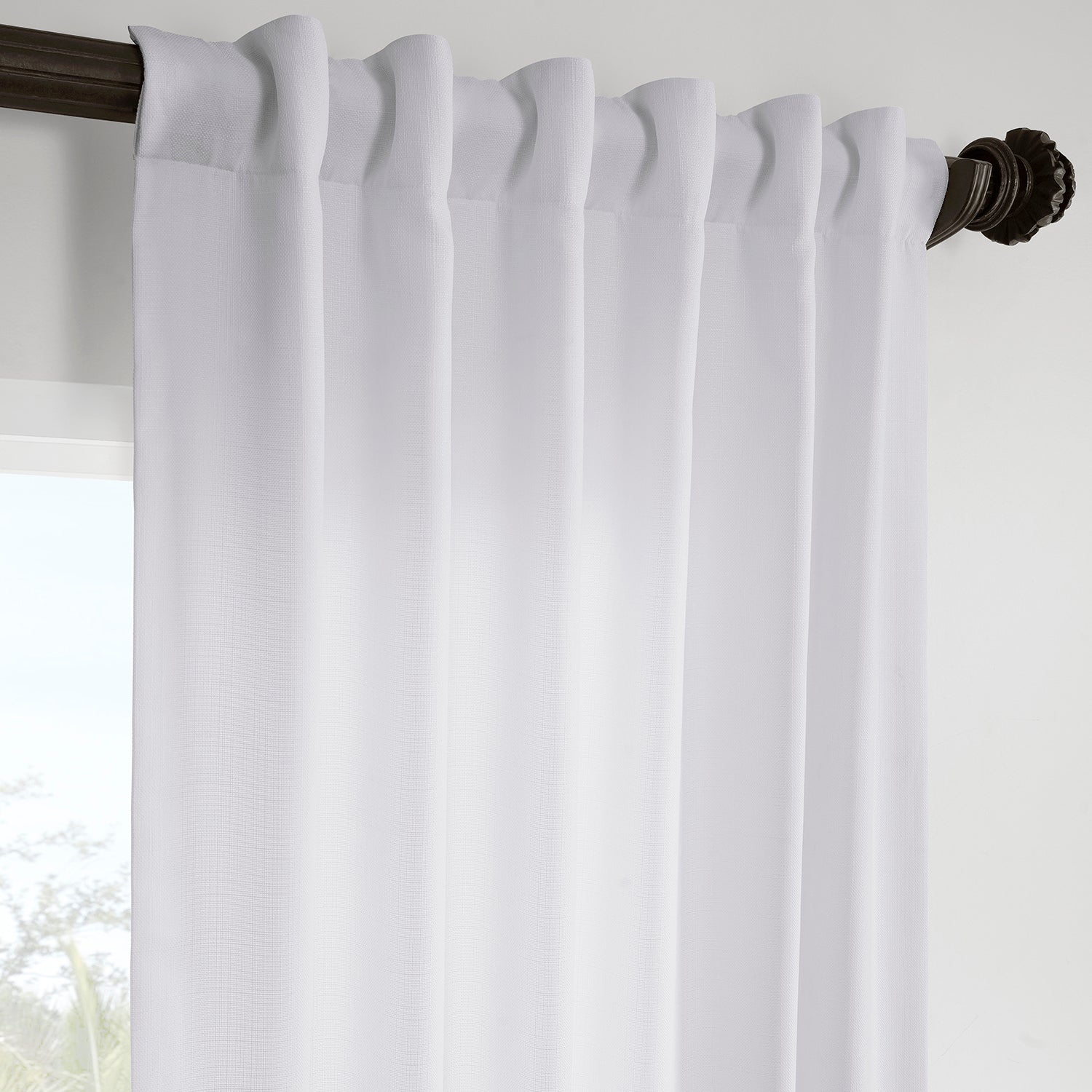Dove White Italian Faux Linen Room Darkening Curtain