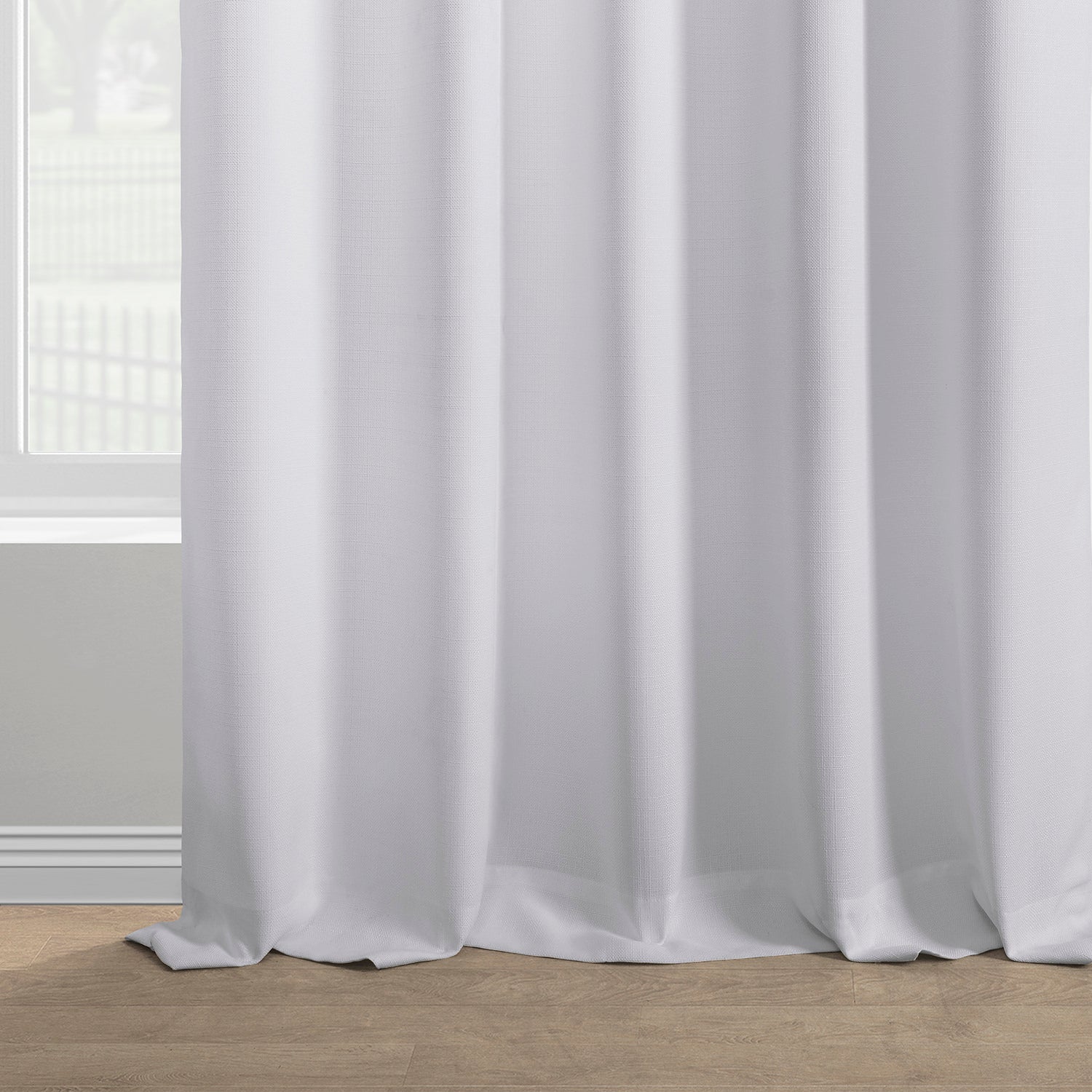 Dove White Italian Faux Linen Room Darkening Curtain