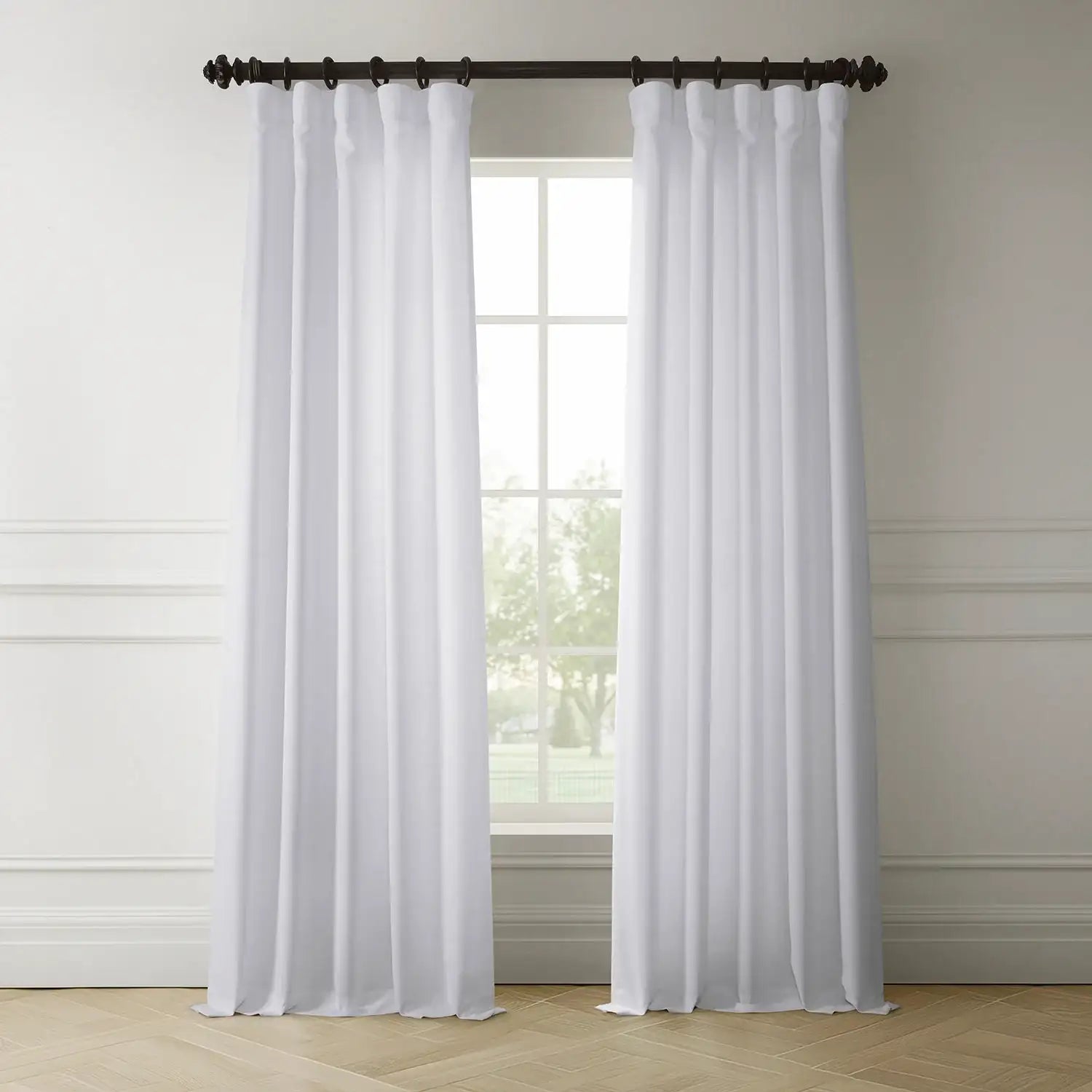 Dove White Italian Faux Linen Room Darkening Curtain | Half Price